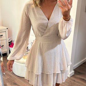 Japna long sleeve cheetah print ruffled dress